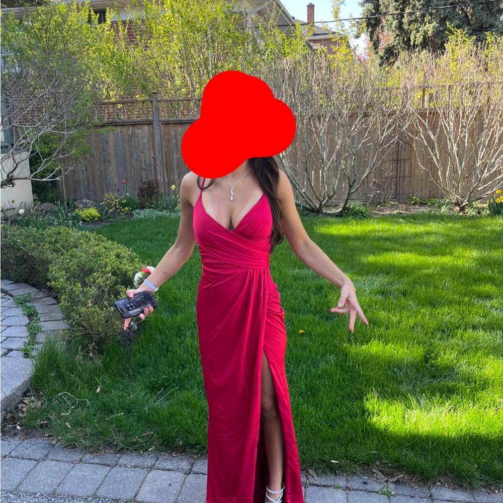 Red High Slit Prom Dress